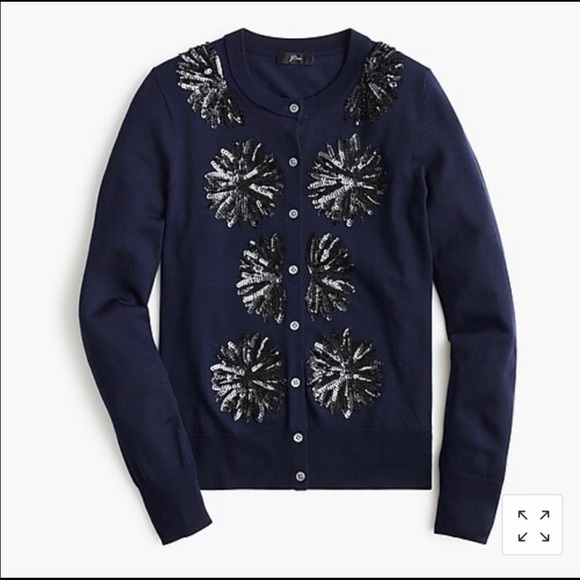 Jcrew Sequin Flower Jackie Cardigan 